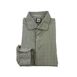 Camicissima Trendy Green White Gingham Cotton Spread Collar Shirt Men's 42/16.5